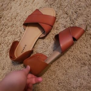 TORRID Cognac Open Toed Flats [Size 8]